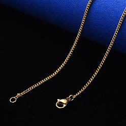 Golden Vacuum Plating 304 Stainless Steel Curb Chain Necklace, with Lobster Claw Clasp, Golden, Link: 3x2x0.6mm, 19.68 inch(50cm)