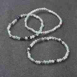 Флюорит Натуральный флюорит бисером браслеты простирания, круглые, бусины : 4~5 мм, внутренний диаметр: 2-1/4 дюйм (5.65 см)