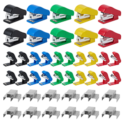 (52) Непрозрачная лаванда 30шт. 5цвета, пластик и железо, офисный степлер, настольный степлер с пружинным приводом, скрепками, разноцветные, 38.5x17x26.5 мм, 6 шт / цвет