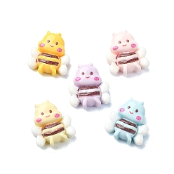 Bees Макарун цветная непрозрачная смола декодирование кабошонов, разноцветные, Пчелы, 11x10x4 мм