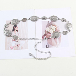 Oval Ремни из сплава в этническом стиле для женщин, западный пояс кончо, античное серебро, овальные, 1180 мм