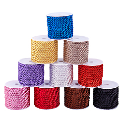 Gemischte Farbe Polyesterschnur, verdrillte Schnur, für Schmuck makin, Gemischte Farbe, 5 mmr, ca. 4 m / Rolle, 10 Rollen / Satz