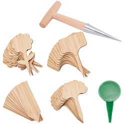 BurlyWood Wooden & Iron Awl Pricke, Adjustable Size Plastic Dispenser Seeder, Bamboo Plant Labels, BurlyWood, 42pcs/set