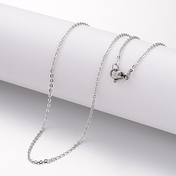 Нержавеющая Сталь Цвет Не тускнеет 304 ожерелье из нержавеющей стали, кабельные цепи, с омаром застежками, цвет нержавеющей стали, 23.6 дюйм (60 см), 3 мм