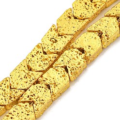 с Золотистым Покрытием Гальванические бусины из натуральной лавы, стрелка, с золотым покрытием, 7~8x6~7x2.5~3 мм, отверстие : 1 мм, около 63 шт / нитка, 15.98'' (40.6 см)