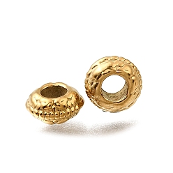 Настоящее золото 18K 304 из нержавеющей стали бусы, ионное покрытие (ip), рондель, реальный 18 k позолоченный, 7x3.5 мм, отверстие : 3 мм