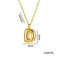 Letter D 304 массивные ожерелья с инициалами из нержавеющей стали, реальный 18 k позолоченный, Буква D, 15.75 дюйм (40 см)
