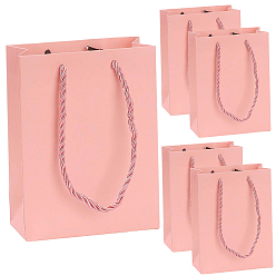 Pink 10мешки из крафт-бумаги, подарочные пакеты, сумки для покупок, свадебные сумки, прямоугольник с ручками, розовые, 16x12x5.8 см