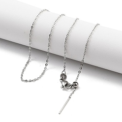 Нержавеющая Сталь Цвет Регулируемые 304 ожерелья из нержавеющей стали с цепочкой, с силиконовыми бусинами, цвет нержавеющей стали, 17.52 дюйм (44.5 см)