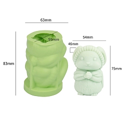 Кролик 12 силиконовая форма для ароматерапевтических свечей зодиака, для изготовления свечей, пищевой силикон, желто-зеленый, кролик, 6.3x5.9x8.3 см
