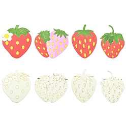 Желтая Старая Ткань  4шт. необработанные деревянные заготовки для рукоделия, клубника формы, старое кружево, 90~101x74~100x2.5 мм