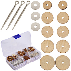 Antique White DIY Doll Making Kits, including Unfinished Wooden Gaskets, Iron Pins & Gaskets, Flat Round, Antique White, 12x2mm, Hole: 2.5mm
