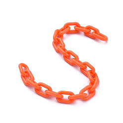 Оранжевый Непрозрачные акриловые кабельные цепи ручной работы, оранжевые, 15x9x3 мм, 39.37 дюйм (1 м) / прядь