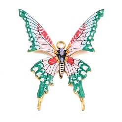 Green 304 Stainless Steel Pendants, Butterfly Charms, Ion Plating(IP), Real 18K Gold Plated, Green, 48.5x38x3.5mm, Hole: 2mm
