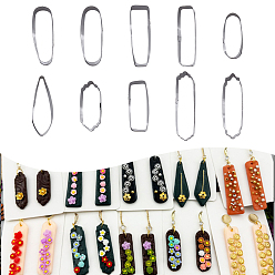 Stainless Steel Color 10Pcs Stainless Steel Molds, Clay Cutters, for Earring Making, Mixed Shape, Stainless Steel Color, 38~55x15~17x20mm