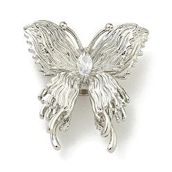 Платина Стойки обшивки латунь микро проложить кубического циркония бусы, долговечный, без свинца и без кадмия, бабочка, платина, 23x22.5x9.5 мм, отверстие : 2.5 мм