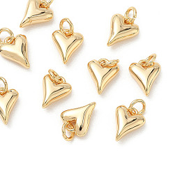 Real 18K Gold Plated SHEGRACE Brass Pendants, Heart Charms, Cadmium Free & Lead Free & Nickel Free, with Jump Ring, Real 18K Gold Plated, 8.5x7x3mm, Hole: 2.5mm