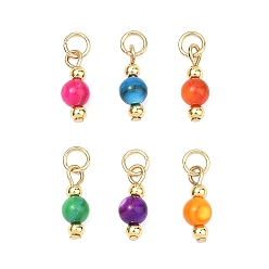 (52) Непрозрачная лаванда Окрашенные оболочки подвески естественных пресноводных, золотые, круглые подвески с латунными бусинами, разноцветные, 13.5x5 мм, Перейти кольцо: 5x1 мм, внутренний диаметр: 3 мм
