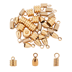 Golden PVD Vacuum Plating 304 Stainless Steel Cord Ends, End Caps & Tube Coil Cord End, Column, Golden, 7.5~8.5x4~6mm, Hole: 1.5~2mm, 2~4mm inner diameter, 30pcs/box