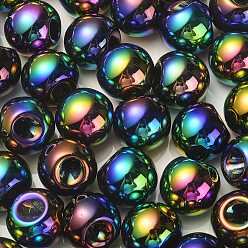 Colorful UV Plating Rainbow Iridescent Acrylic Beads, Round, Colorful, 18.5x19x19mm, Hole: 4mm