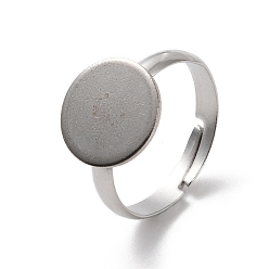 Нержавеющая Сталь Цвет Не тускнеет 304 настройки колец из нержавеющей стали, плоско-круглые, цвет нержавеющей стали, размер США 7 1/4 (17.5 мм), лоток : 12 мм