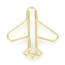 Golden Airplane Shape Iron Paper Clips, Cute Paper Clips, Funny Bookmark Marking Clips, Golden, 27x27x2mm