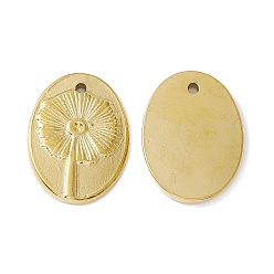 Golden PVD Vacuum Plating 304 Stainless Steel Pendant Rhinestone Settings, Oval with Flower Pattern, Golden, Fit for 1.2mm Rhinestone, 20x14x2mm, Hole: 1.2mm