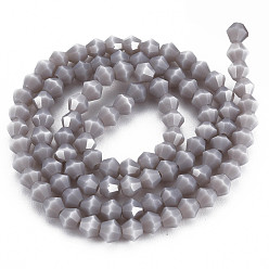 Gray Opaque Solid Color Glass Beads Strands, Imitation Jade, Faceted, Bicone, Gray, 4.5x4mm, Hole: 1mm, about 92~96pcs/strand, 13.78~14.37 inch