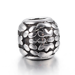 Antique Silver 304 Stainless Steel Beads, Column, Antique Silver, 5x4mm, Hole: 2mm