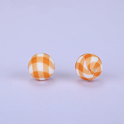 Orange Red Printed Round Silicone Focal Beads, Orange Red, 15x15mm, Hole: 2mm