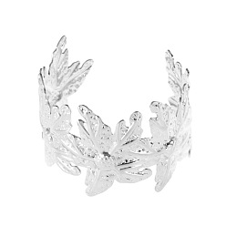 Platine Bracelets manchettes en fer à motif floral pour femmes, platine, diamètre intérieur: 2.17 pouce (5.5 cm)