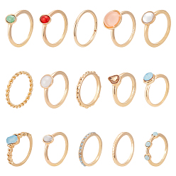 Золотой 2 наборы 2 стильные наборы колец из сплава, разнообразные, золотые, 14~18 мм