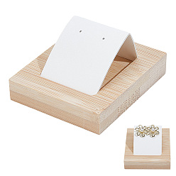 Белый Демонстрация серег из искусственной кожи и железа, с основанием из бамбука, для серьги, белые, 7.1x6x3.55 см