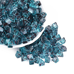 Темно-бирюзовый Прозрачные стеклянные бусины пикассо, треугольные, темные бирюзовый, 7.5x7.5~8.5x6~6.5 мм, отверстие : 1.4~1.6 мм, Около 775 шт / фунт