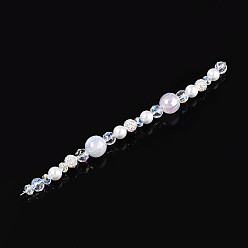 Белый Нити стеклянных и акриловых бусин, а также бусин из искусственного жемчуга и стразов, круглые, для изготовления ювелирных изделий, граненые, белые, 10 мм, отверстие : 0.5 мм, около 21 шт / нитка, 7.68'' (19.5 см)