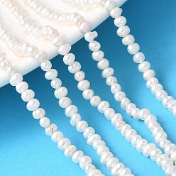 (404) Непрозрачное AB Кислое яблоко Нити из натурального культивированного пресноводного жемчуга, картофель, цветочный белый, 3.8~4.2 мм, отверстие : 0.6 мм, около 85~86 шт / нитка, 13.31~13.5'' (33.8~34.3 см)