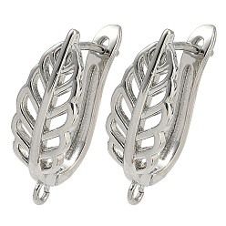 Платина Латунная фурнитура для серег, лист, без кадмия и без свинца, стойки покрытие, долговечный, защёлка с петлёй, платина, 23x13x8 мм, отверстие : 1.6 мм, штифты : 1 мм