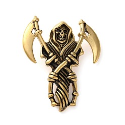 Античное Золото 304 из нержавеющей стали большие кулоны, очарование мрачного жнеца, ионное покрытие (ip), античное золото , 50x41x5.5 мм, отверстие : 9x6 мм