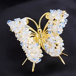 Опал Украшения для демонстрации образцов минералов с необработанной опалитовой крошкой, с металлическим держателем-бабочкой, украшение для домашнего рабочего стола по фэн-шуй, 65x75 мм