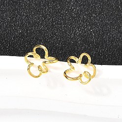 Золотой Полые цветы 925 серьги-гвоздики из стерлингового серебра, золотые, 9x9.5 мм