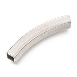 Couleur Acier Inoxydable 304 perles tubulaires en acier inoxydable anti-ternissement, perles courbes, couleur inox, 45x4x4mm, Trou: 2.5mm