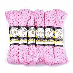 Бледно-Розовый Ленты из полипропиленового волокна, форма волны, розовый жемчуг, 7~8 мм, 15 двор / пачка, 6 расслоения / мешок