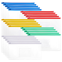 Mixed Color 100Pcs 5 Colors A6 PVC Stationery Storage Pockets, Plastic Zip Top Zipper Seal File Bags, File Envelope Pouch, Rectangle, Mixed Color, 230x120x0.1mm, 20pcs/color