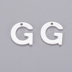 Letter G 201 прелести нержавеющей стали, буквы, серебряный цвет гальваническим, letter.g, 11x9.5x0.7 мм, отверстие : 1 мм