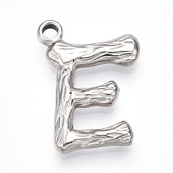 Letter E 304 подвески из нержавеющей стали, письмо амулеты, Письмо E, 19x14x3 мм, отверстие : 1.6 мм