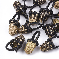 Черный Тростниковая подвеска из тростника / ротанга ручной работы, для изготовления соломенных сережек и ожерелий, корзина, чёрные, 20~30x12~13 мм