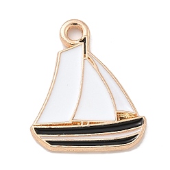 Черный Подвески из эмали и сплава, золотой свет, без кадмия и без свинца, очарование парусника, чёрные, 18x15x1.5 мм, отверстие : 1.8 мм