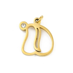 Letter D 304 подвески из нержавеющей стали, с кубического циркония, подвески-буквы с соединительными кольцами, реальный 18 k позолоченный, Буква D, 20x18x2 мм, отверстие : 3 мм