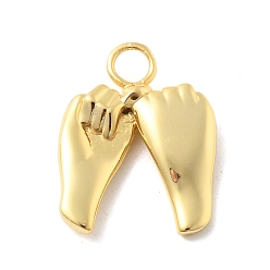 Palm 925 стерлингов серебряные подвески, золотые, с печатью 925, ладонь, 16.5x12.5x3 мм, отверстие : 2.5 мм