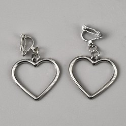 Платина Клипсы из железа и сплава, полые сердца, платина, 40x27 мм